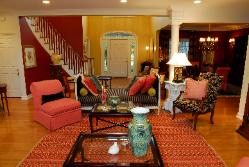 Living room and foyer of home designed and decorated by Linda Wietzke of Bay Village, Ohio